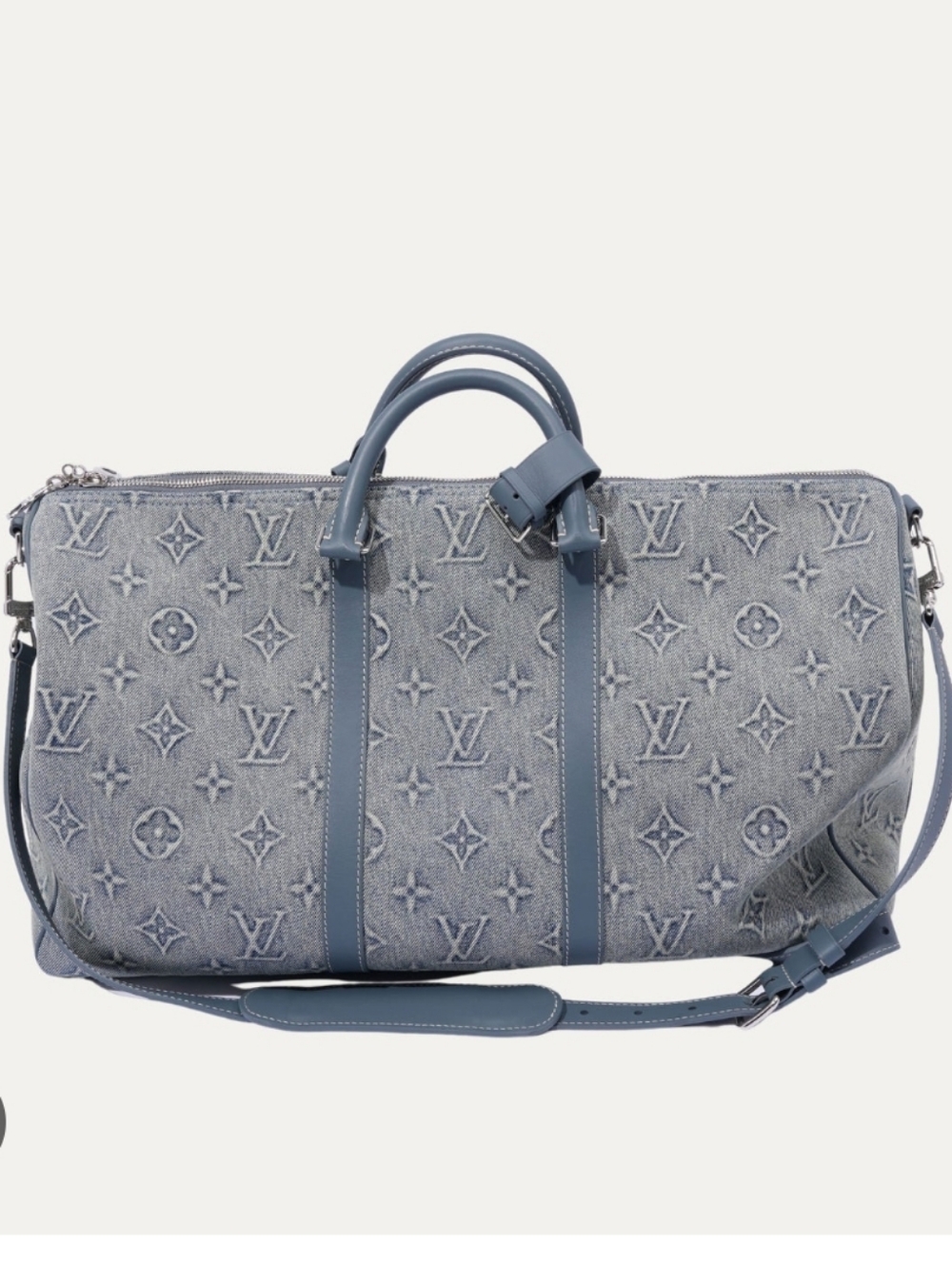 Cotton Denim Design All Kept 50 Traveler Embo Monogram Stonewashed Delux Duffel - Picture 11 of 16